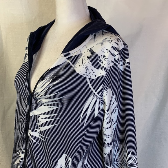 Christopher & Banks Oversized Hooded Striped Zip Up Jacket - Picture 6 of 11